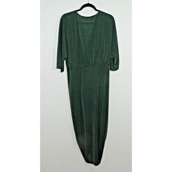 Unique Vintage‎ Dress Plus Size 3XL Green Sparkle Faux Wrap Stretchy Bodycon - Picture 5 of 8